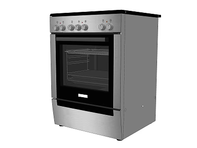 Stainless Steel Electric Oven Kitchen Appliance With Control Panel And Glass Door 3d model