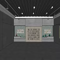 Cultural Center Interior With Central Glass Enclosed Exhibit Wall Artworks Modern Display Cases And Lighting