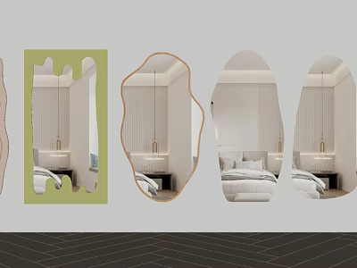 Modern Decorative Mirrors With Unique Shapes For Home Interior Design 3d model