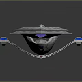 Advanced Futuristic Interstellar Spaceship Streamlined White Body Red Blue Accents Multi Wing Design