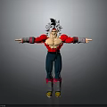 3D Animated Character Creature With Silver White Hair Red Coat Blue Pants Muscular Arms Outstretched