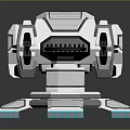 Futuristic Sci-Fi Weapon with Dual Barrels Silver Black Color Scheme and Geometric Tech Inspired Details