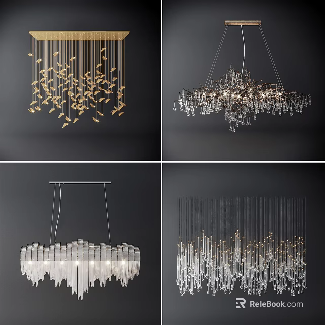 Contemporary Crystal Chandelier Designs With Hanging Glass Elements For Modern Home Decor 3d model 