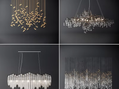 Contemporary Crystal Chandelier Designs With Hanging Glass Elements For Modern Home Decor 3d model