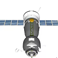Cartoon Space Satellite With Solar Panels And Antenna In Starry Galaxy Background