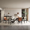 Elegant Modern Restaurant Interior With Dining Table Chairs Decorative Artworks And Soft Lighting