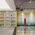 Modern Ceramic Showroom Interior With Tile Samples On Shelves And Glass Doors