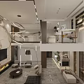 Modern Basement Interior With Loft Layout And Elegant Decor 3d model