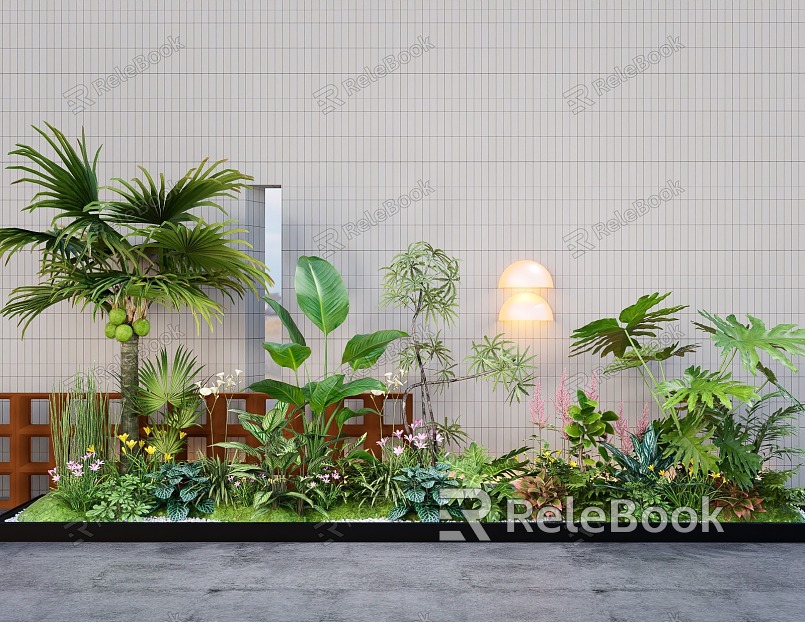 Indoor landscape landscaping courtyard landscape sketch plant combination green plant pile model