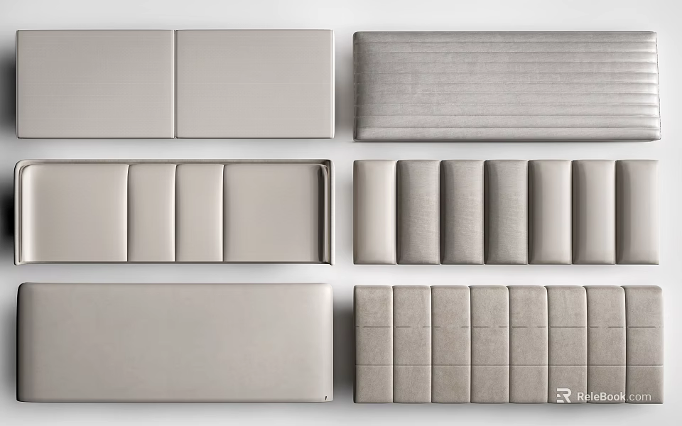 Various Upholstered Soft Panels With Modern Designs Textured Surfaces And Stitched Details 3d model 
