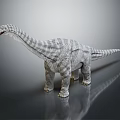 Realistic Sauropod Dinosaur Model With Long Neck Striped Skin On Reflective Surface 3d model