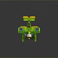 Vibrant Green Yellow Biplane Toy Model With Floats Propeller And Colorful Design