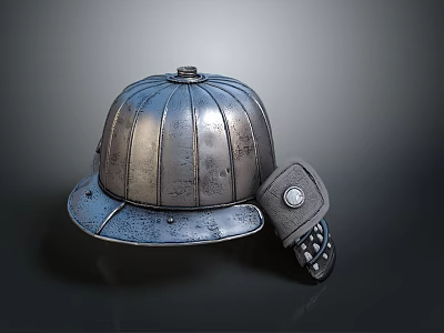 Durable Metallic Weapon Helmet With Side Tactical Device And Control Buttons 3d model