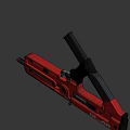 Red R-99 Gun Detailed View On Black Background With Magazine And Grip Design