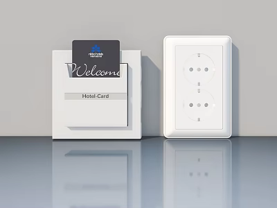 Hotel Swing Door With Welcome Card Hotel Card And Socket 3d model