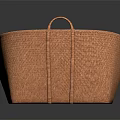 Brown Woven Storage Basket With Handles For Home Decor And Organization