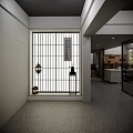 Minimalist Japanese Interior Design With Grid Door Calligraphy Scroll And Lanterns