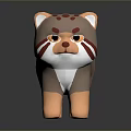3D Raccoon Plush Toy With Brown Body Red Striped Tail White Markings Orange Paws