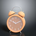 Orange Alarm Clock With Twin Bells White Hands And Numbers On Dark Background