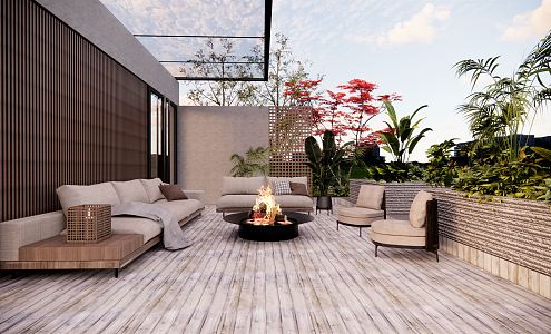 Modern Patio Villa Patio Garden Terrace Garden 3d model