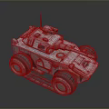 Detailed Armored Vehicle Model With Large Wheels Antenna And Weapon Turret