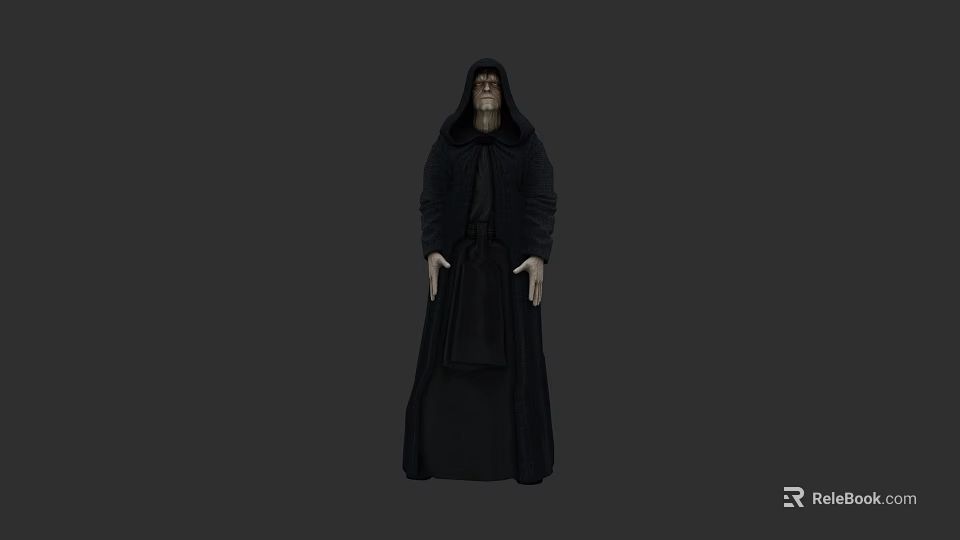 Mysterious Hooded Game And Movie Character In Black Robe With Dark Look 3d model 