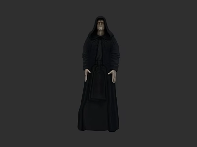Mysterious Hooded Game And Movie Character In Black Robe With Dark Look 3d model