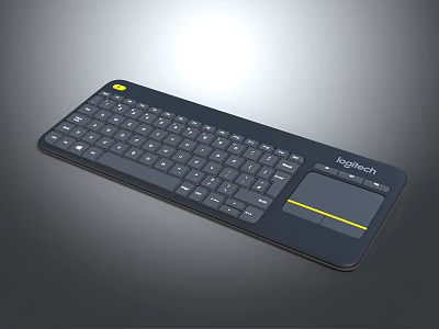 Logitech Black Modern Computer Keyboard with Integrated Touchpad and Yellow Line Accents 3d model