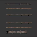 Multiple Rusted Metal Arched Support Bracket Components For Industrial Equipment
