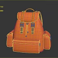 Orange Backpack With Multiple Pockets Adjustable Straps Durable Material And Functional Design 3d model