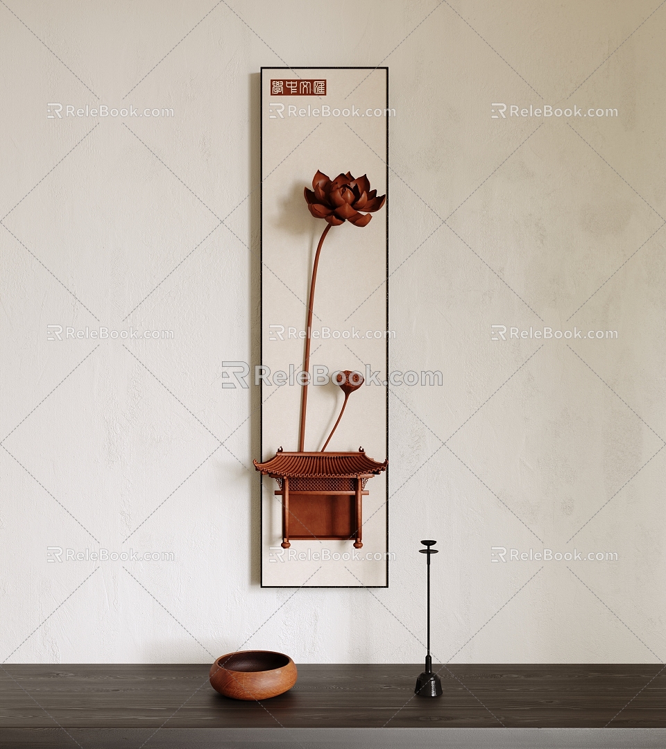 Silent Wind Decoration Pendant Zen Decoration Pendant Silent Wind Stereo Decoration Painting Lotus Stereo Pendant 3d model