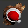Back View Of Golden Brown Long Hair Wearing Red Santa Hat