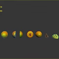 Different Stages of Orange Slices Arranged on Gray Background with Reflection