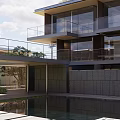 Modern Detached Villa With Glass Curtain Walls Balconies And Courtyard Design