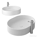 Modern White Washbasins in Various Shapes with Silver Faucets for Bathroom Design