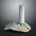 Natural Wooden Stump Design With Stone Base And Moss Covered Roots
