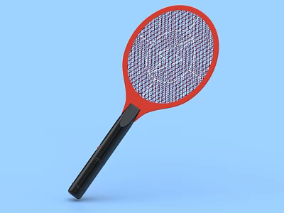 Household Electric Mosquito Swatter With Red Frame And Black Handle Grid Design 3d model