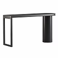 Modern Minimalist Black Bar Table And Four Soft Upholstered High Chairs For Daily Home Use