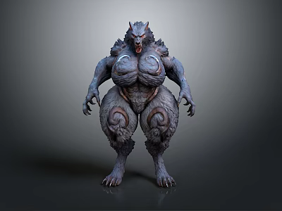Fierce Horned Monster With Muscular Body Sharp Claws 3D Character Design 3d model