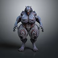 Fierce Horned Monster With Muscular Body Sharp Claws 3D Character Design