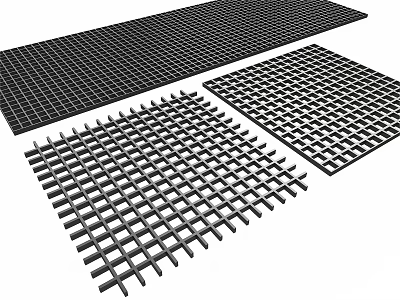 Black Grille Lights With Grid Design And Different Sizes For Ceiling 3d model