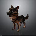 3D Character Dog German Shepherd Style With Brown Black Fur Red Ears Blue Collar Pendant