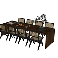 Modern Dining Table and Chair Combination Dining Chair Single Chair 3d model