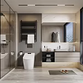 Modern Bathroom Interior Design With Glass Shower Smart Toilet Marble Countertop And Vanity