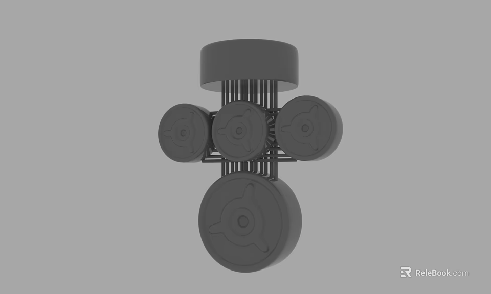 Grey 3D Model With Circular Components And Pillar Connection Structure 3d model 