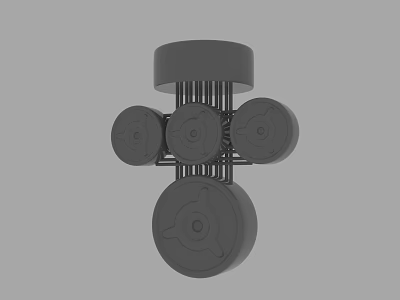Grey 3D Model With Circular Components And Pillar Connection Structure 3d model