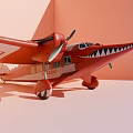 Red Model Airplane With Shark Mouth Design Propeller Wing And N733AL