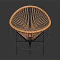 Modern Minimalist Rattan Woven Leisure Chair With Oval Shape And Black Metal Frame