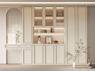 Jane Ou Wine Cabinet Cream Wine Cabinet 3d model