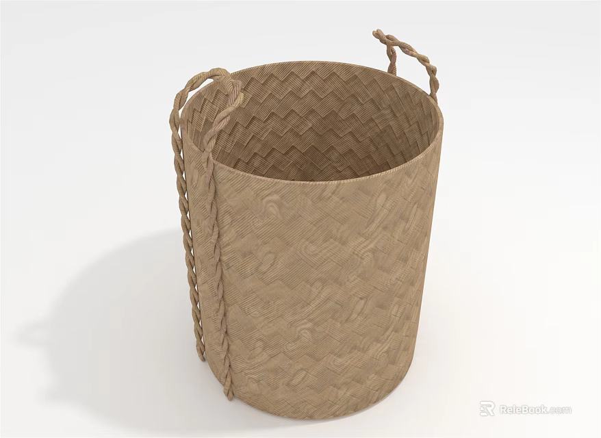 Woven Brown Storage Basket With Handles For Home Decor And Organization 3d model 